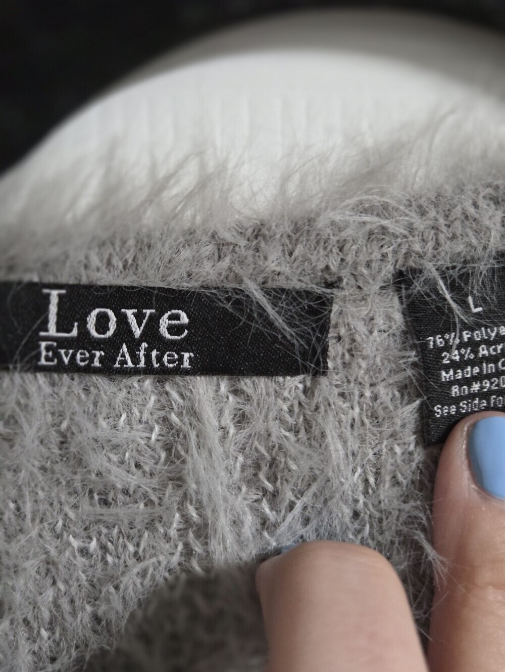 Love Ever After Gray Fuzzy Plaid Open Cardigan Size L - Picture 2 of 5